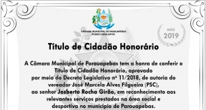 Pioneiro no município e secretário de Cultura serão homenageados em sessão solene