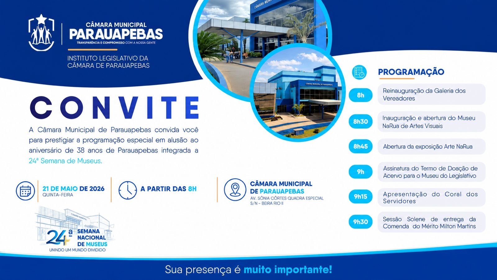 ICâmara de Parauapebas promove programação especial pelos 38 anos do município